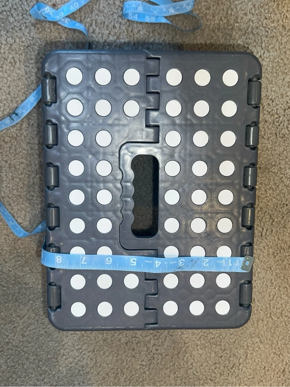Folding Step Stool - Dark Gray with White Dots